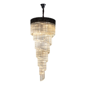 31 Light Ceiling Pendant in Matt Black finish with Cognac Sculpted Glass (1230GEN64D)