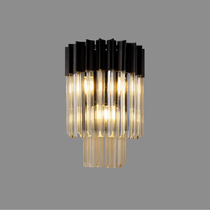 3 Light Wall Light in Matt Black finish with Cognac Sculpted Glass (1230GEN67D)