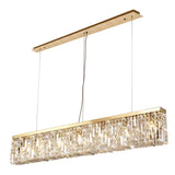 138x9cm Linear Pendant Chandelier, 7 Light E14, Gold/Crystal (1230HAL70B)