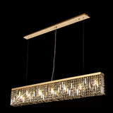 138x9cm Linear Pendant Chandelier, 7 Light E14, Gold/Crystal (1230HAL70B)