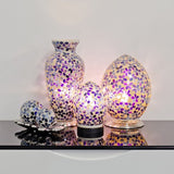 Mosaic Glass Vase Lamp - Purple Flower (1459MOSLM73PL)