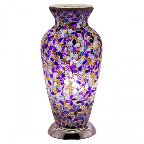 Mosaic Glass Vase Lamp - Purple Flower (1459MOSLM73PL)