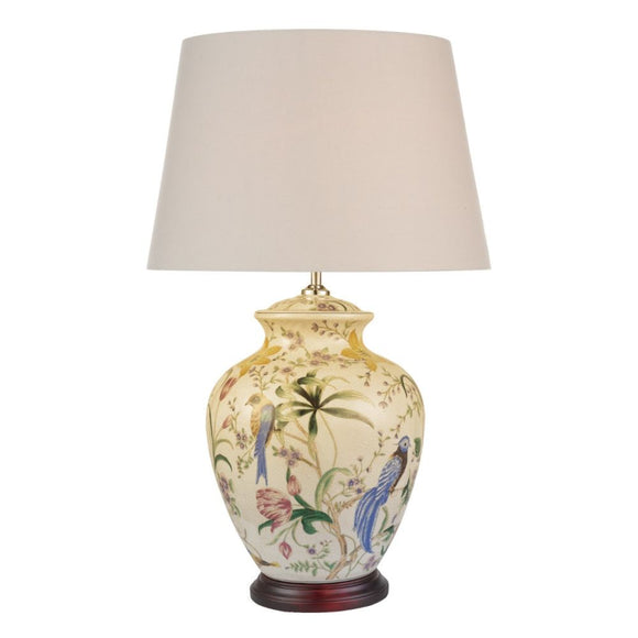 Large Ceramic Table Lamp with Bird/Floral design complete with Shade (0183MIM4202)