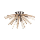 6 Light Semi Flush Light in Polished Nickel with Champagne Glass (1230THU4C)