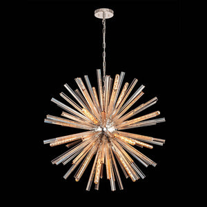 16 Light Round Pendant in Polished Nickel with Champagne Gold Glass (1230THU7D)